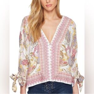 Free People Catch Me If You Can Floral 3/4 Sleeve Length Oversized Blouse XS